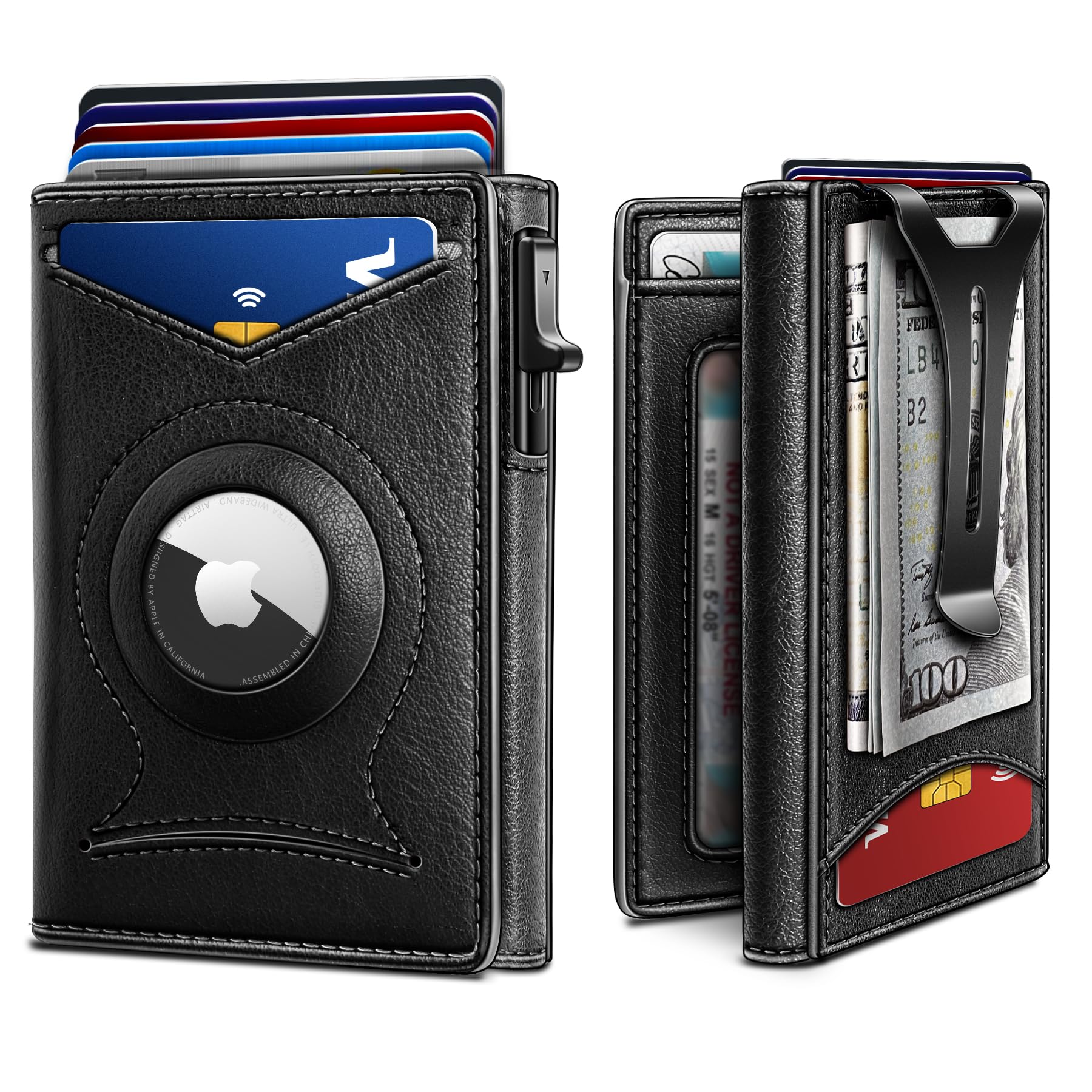 BULLIANT Money Clip Wallet for Men - Slim RFID Blocking Credit Card Holder with Airtag Slot | Holds 9 Cards | Premium Metal Magnetic Flip Case - Perfect for Everyday Carry, Travel & Business Gifts