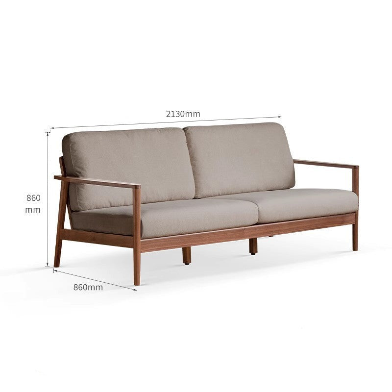 Modern Black Walnut Solid Wood Sofa - Durable & Stylish Living Room Furniture for Home & Office Use