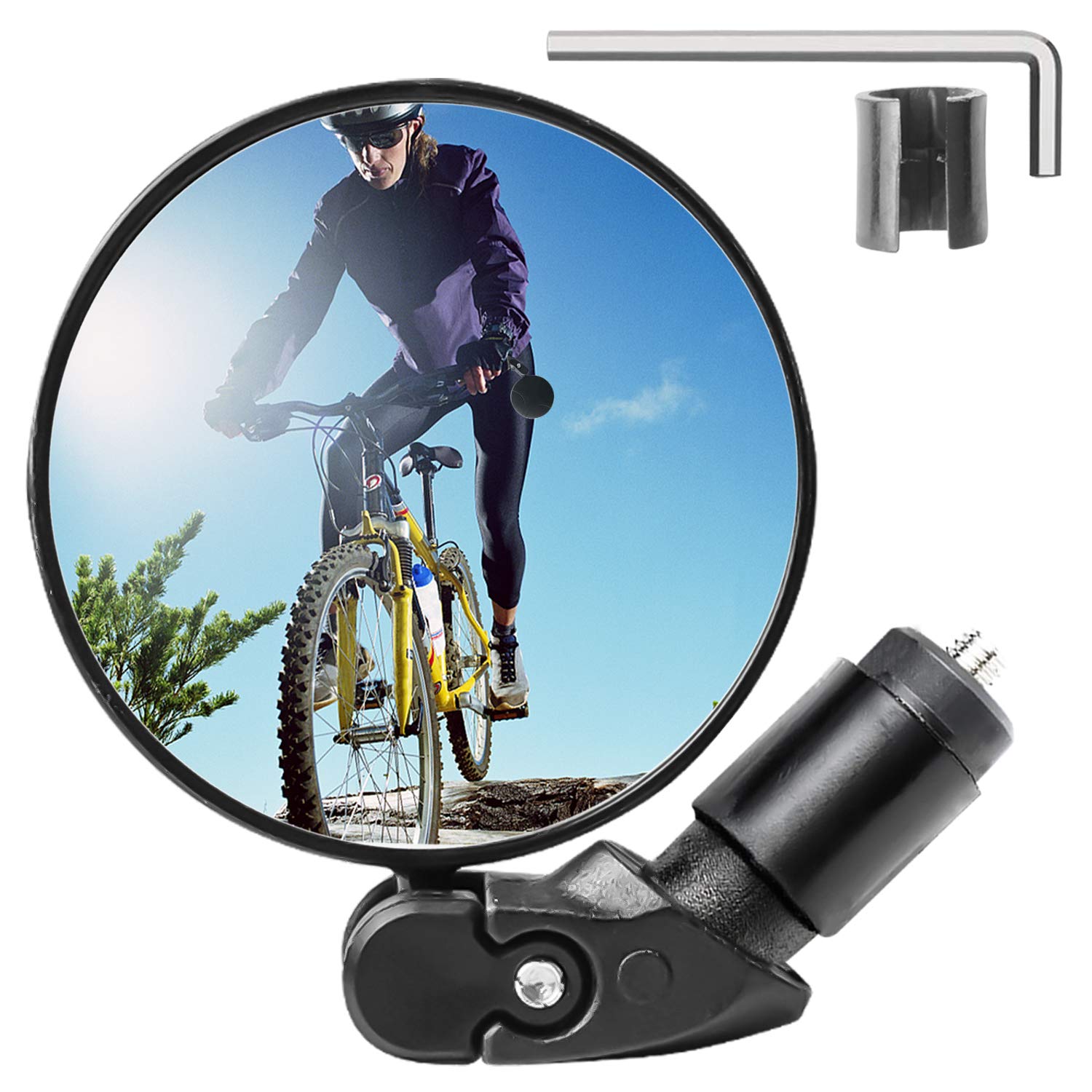 PROZADAHAO Bike Mirror - 360° Adjustable Rear View Bicycle Mirror for Handlebar Mount (Fits 18-22mm Bars) - Clear Vision for Safe Cycling, Commuting & Road Biking