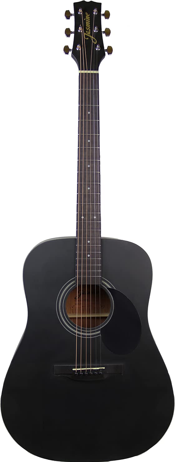 S35 Dreadnought Acoustic Guitar Bundle - Matte Black Finish with Gig Bag, Tuner, Strap, Picks & Accessories | Perfect for Beginners, Camping & Live Performances