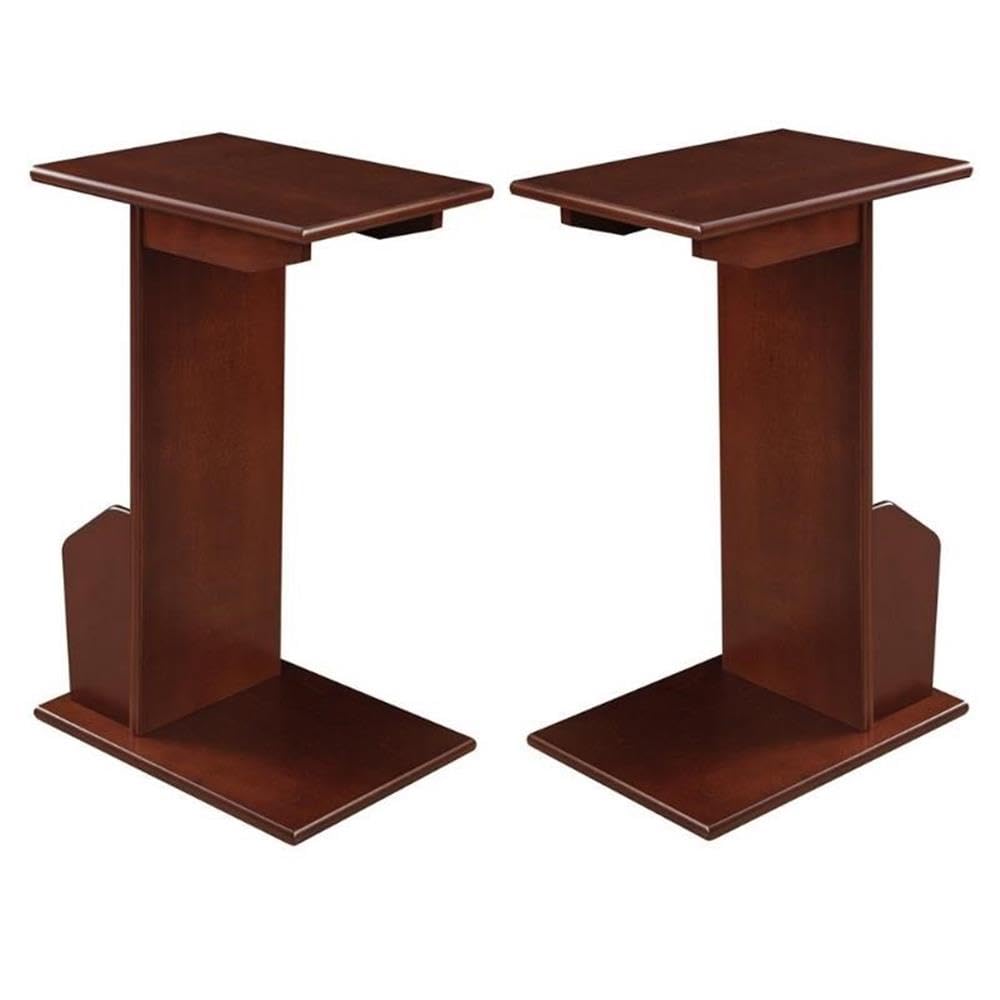 Home Square End Table Set of 2 - Espresso Mahogany Wood Finish Side Tables for Living Room, Bedroom & Office Furniture