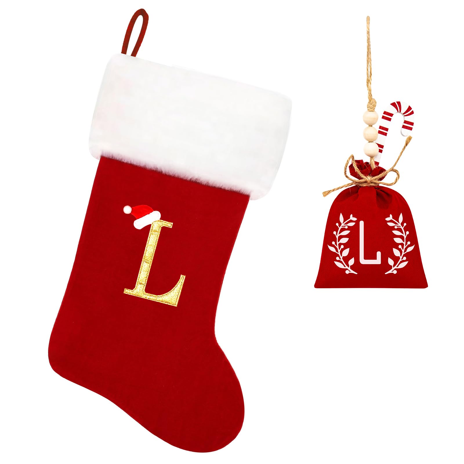 20 Inch Red Velvet Christmas Stockings with White Plush Cuff - Personalized Monogram Embroidery - Super Soft Holiday Stockings for Family, Fireplace & Tree Decor - Perfect for Christmas Gifts & Festive Home Decor