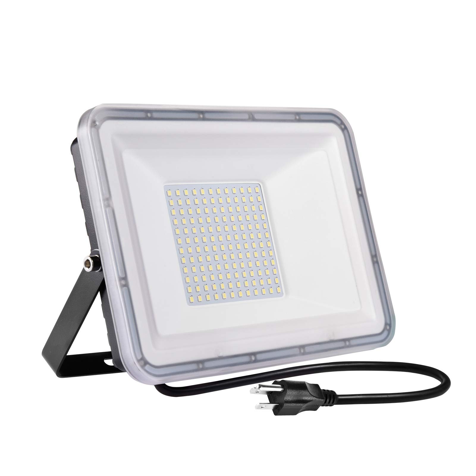 100W LED Flood Light Outdoor with Plug - 10,000LM 6500K Daylight White Waterproof IP67 - Security Lights for Yard, Garage, Garden, Stadium & Wall Mount - Bright Work Light for Outdoor Use