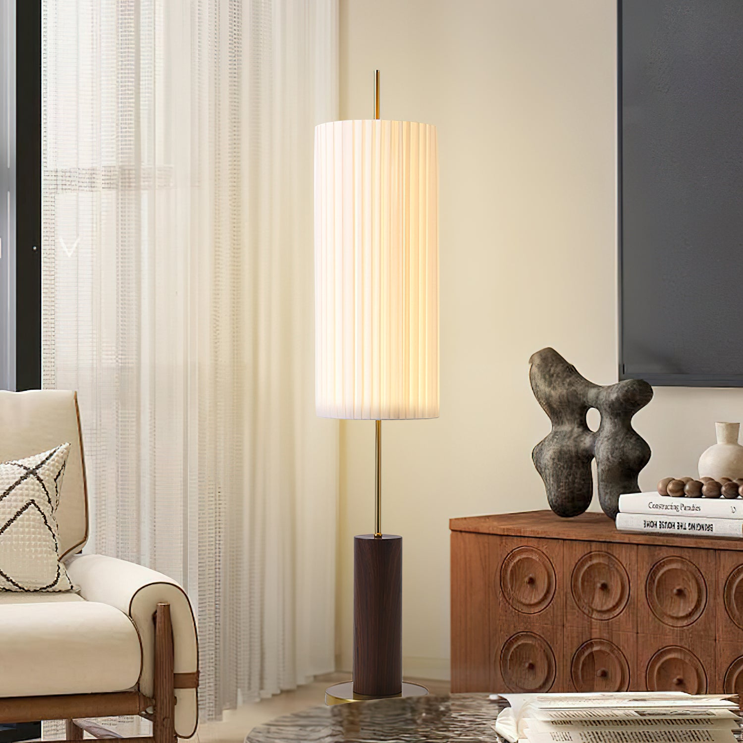 Modern Dorica Floor Lamp with Adjustable Height - Bright LED Standing Light for Living Room, Bedroom, or Office - Perfect for Reading, Working, and Relaxing