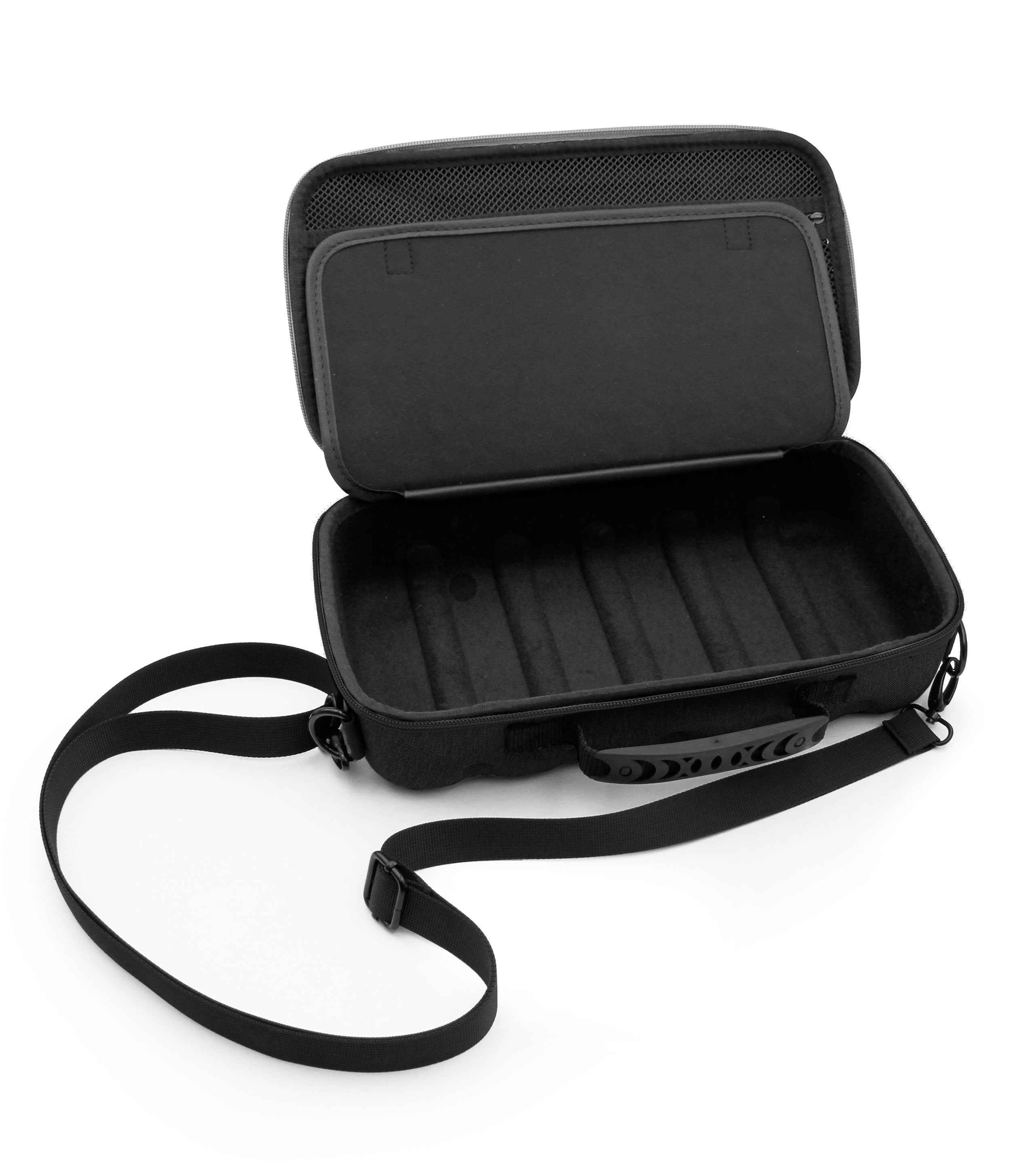 CASEMATIX 12.75 Inch Hard Shell EVA Travel Case with Adjustable Shoulder Strap & Padded Divider - Protective Storage for Camera, Drone, Laptop Accessories up to 11.5