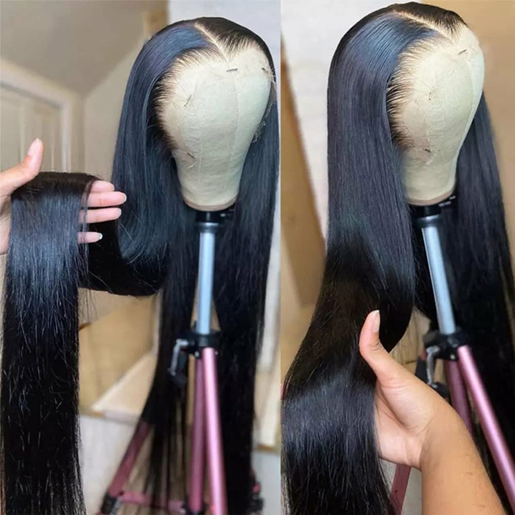 13x4 Straight Lace Front Wigs Human Hair - 180% Density Pre Plucked Brazilian Virgin Hair 26 Inch HD Transparent Lace Wig with Baby Hair & Natural Hairline for Women | Perfect for Daily Wear, Parties & Special Occasions