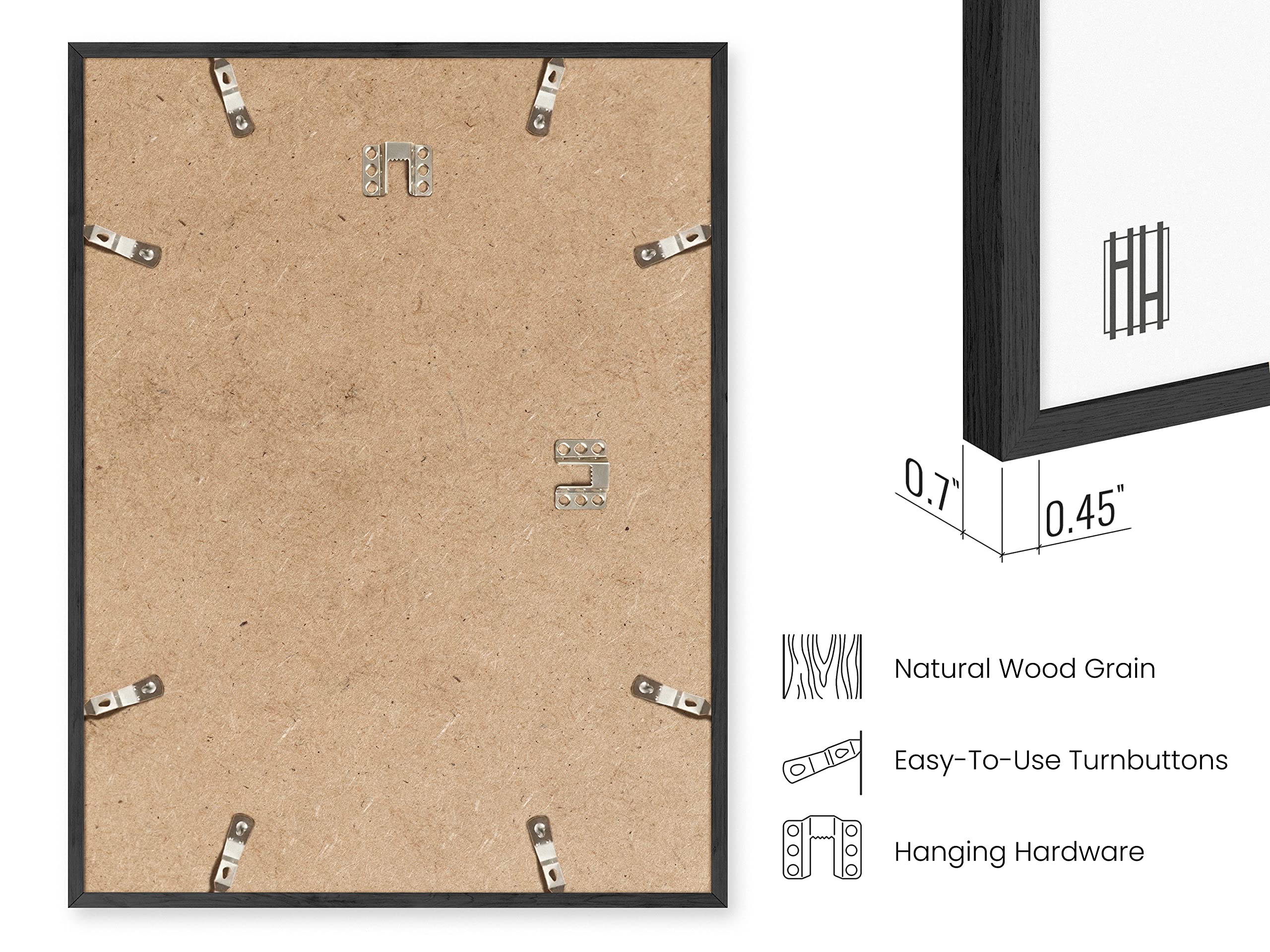 Haus and Hues Set of 3 - 12x16 Inch Black Oak Wood Picture Frames for Wall Art, Posters, Prints & Photos - Perfect for Home, Office & Gallery Decor