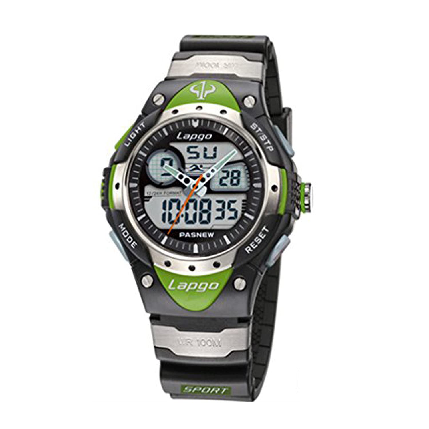 PASNEW Men's Digital Sports Watch - LED Display, Waterproof, Multifunctional Outdoor Watch for Running, Hiking & Swimming - Black