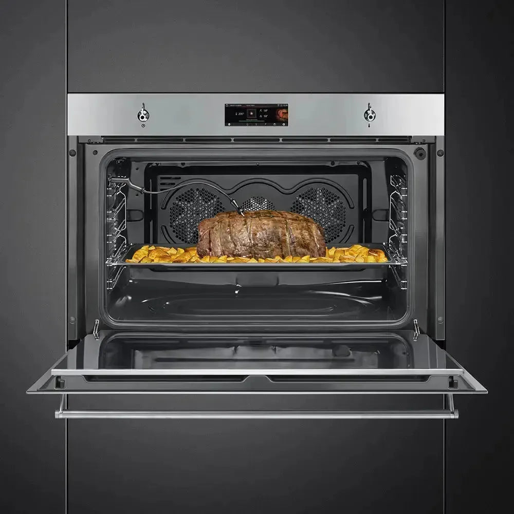 Smeg 90cm Classic Thermoseal Built-In Oven - Stainless Steel Professional Range for Home Kitchen Baking & Roasting