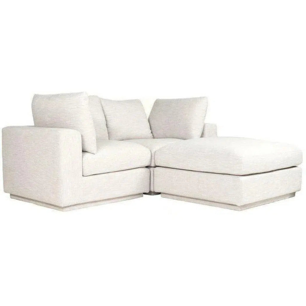 3-Piece Grey Modular Scandinavian Sofa Set - Modern Sectional Couch for Living Room, Lounge & Small Spaces