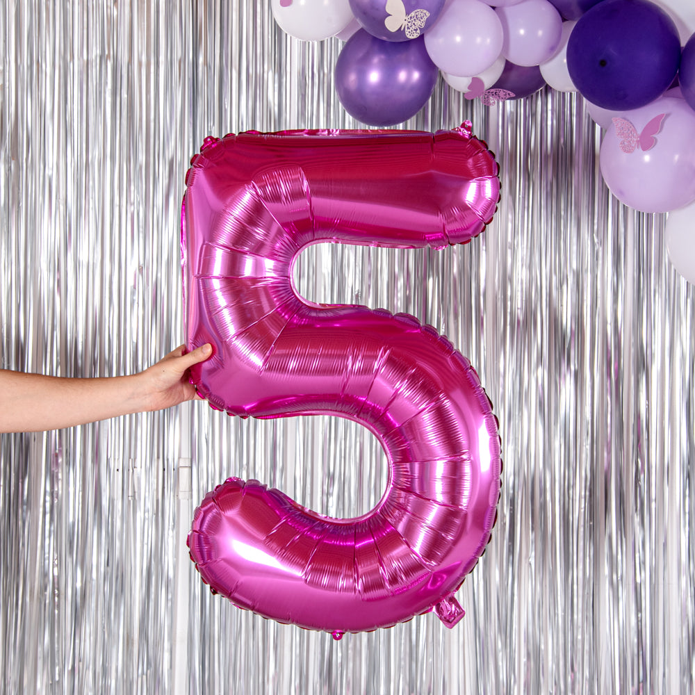 Balloonify Pink Mylar Number 5 Balloon - 40 Inch Large Foil Balloon for Birthday Parties, Anniversaries & Celebrations (1 Count Box)