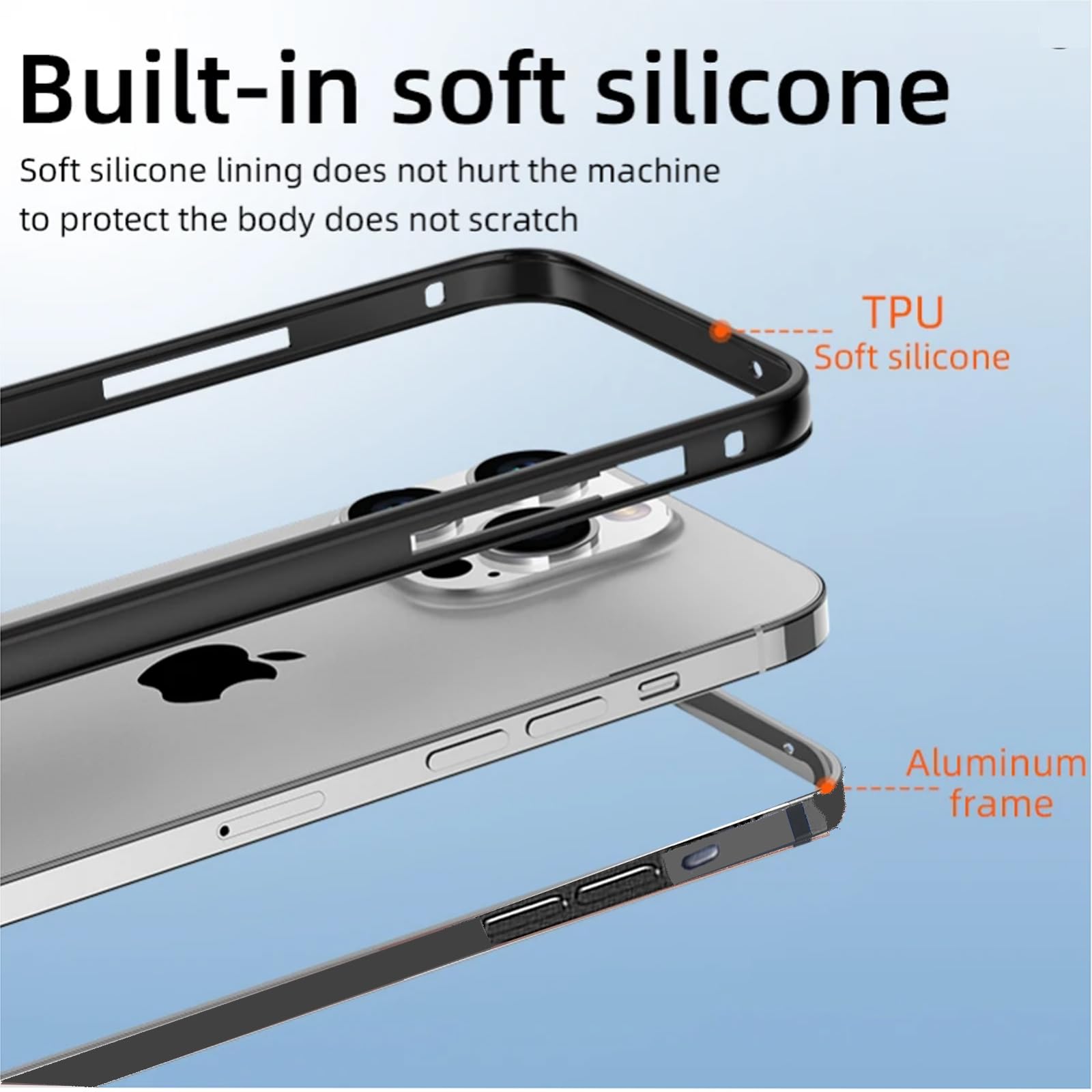 Premium Aluminum Frame Metal Bumper Case for iPhone 15 Pro (6.1