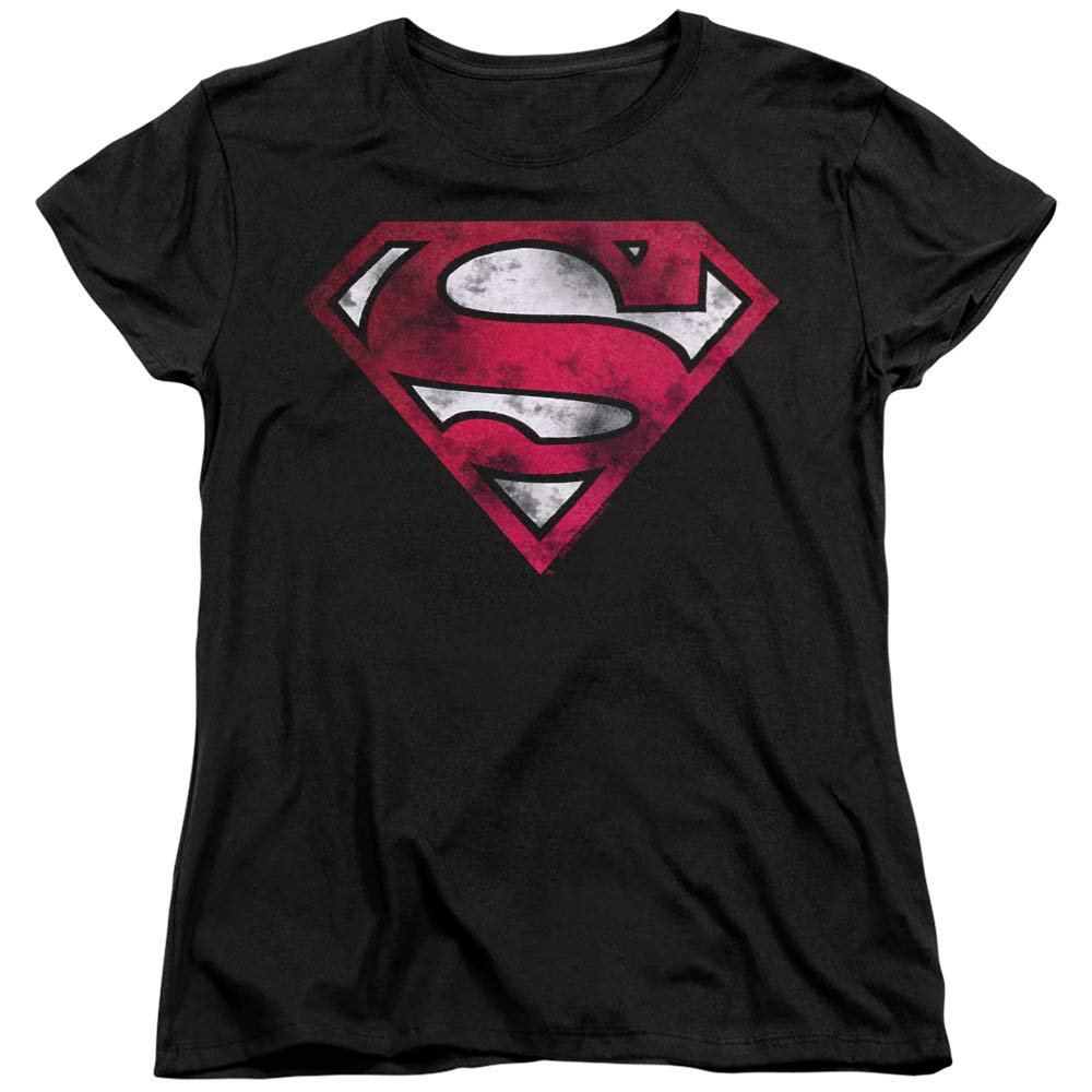 Superman War Torn Shield Women's T-Shirt | Vintage Superhero Graphic Tee | DC Comics Inspired Casual Wear for Women | Perfect for Cosplay, Comic Con & Everyday Outfits