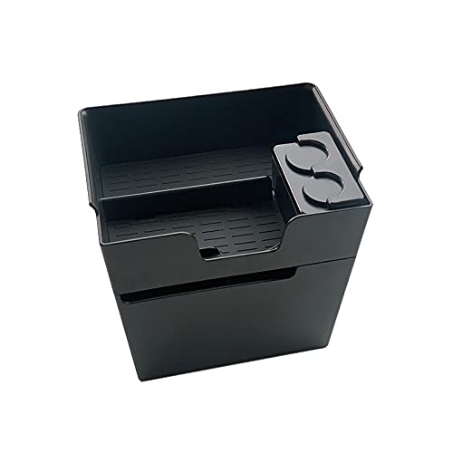 LUCKEASY Car Center Console Organizer for Tesla Model 3 2017-2020 - Double Storage Armrest Box with Tissue Holder & Trash Can, Perfect for Stowing Coins, Tissues & Small Items (Great for Road Trips & Daily Commutes)