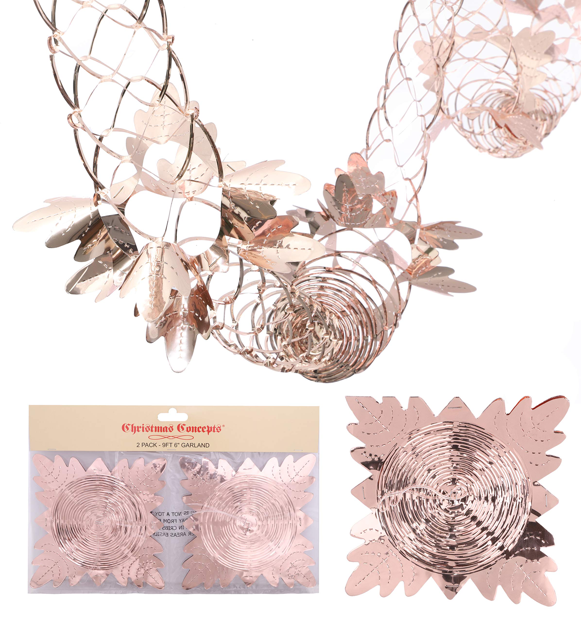 Christmas Concepts® 2-Pack 9ft Rose Gold Garland - Elegant Festive Hanging Decor for Holiday Tree, Mantel & Staircase - Premium Christmas Decorations for Home & Party