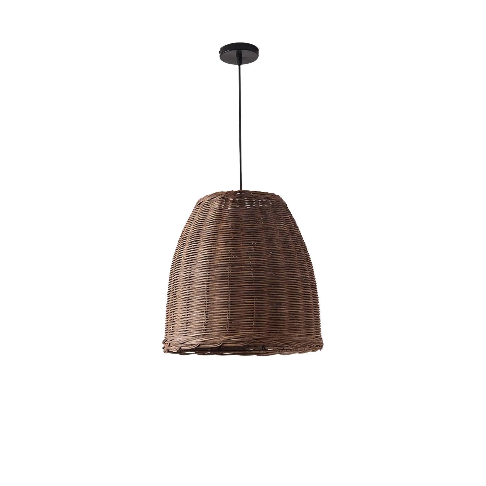Modern Wicker Pendant Light - Natural Rattan Hanging Lamp for Kitchen Island, Dining Room & Bedroom - Boho Ceiling Lighting Fixture with Warm Ambience