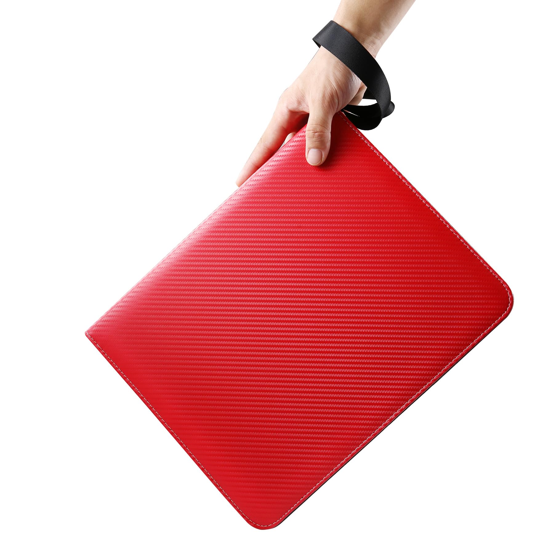 WOT I Trading Card Binder - 900 Pocket Baseball & Football Card Holder with Zipper, Double-Sided Sleeves, Durable Carry Case (Red) - Perfect for Collectors, TCG Games, and Sports Card Storage WO-CB-9-7