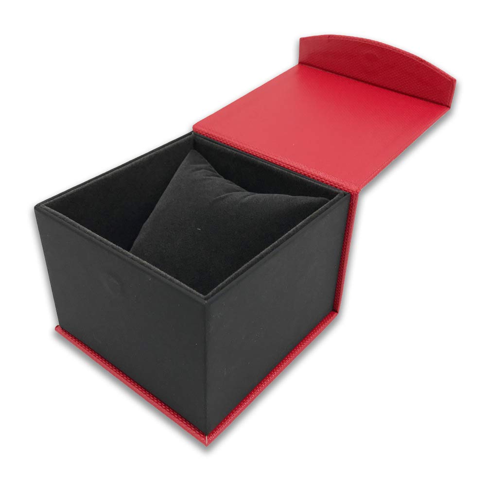 N'icePackaging - Premium Magnetic Closure Jewelry Box for Rings, Earrings, Pendants, Watches, Bracelets & Necklaces - Red/Pink/Teal with 3 Watch Pillows - Perfect for Gift Giving, Wedding Favors & Jewelry Storage (Macaw-Red)