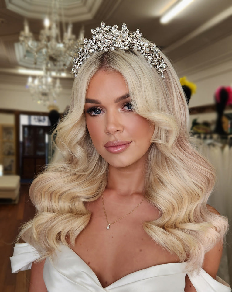 Kezani Titania Crystal Wedding Headpiece - Elegant European-Inspired Crown for Brides | Perfect for Weddings, Prom, and Special Occasions