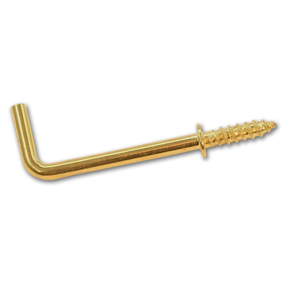 Merriway® BH02237 Brass-Plated Square-Shouldered Dresser Hooks - 1.5