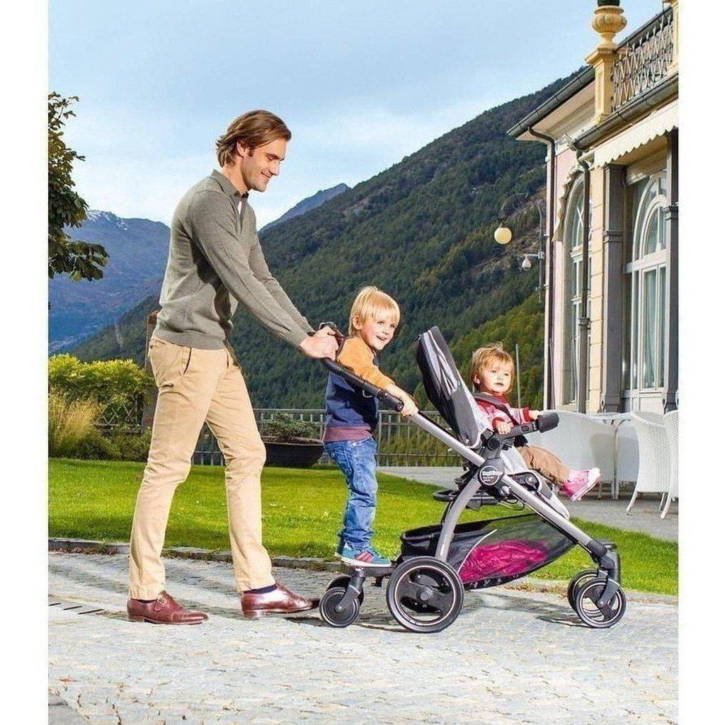 Peg Perego Agio Ride With Me Board - Universal Stroller Attachment for Kids, Toddler Standing Platform with Adjustable Handles - Perfect for Outdoor Walks, Shopping & Family Outings