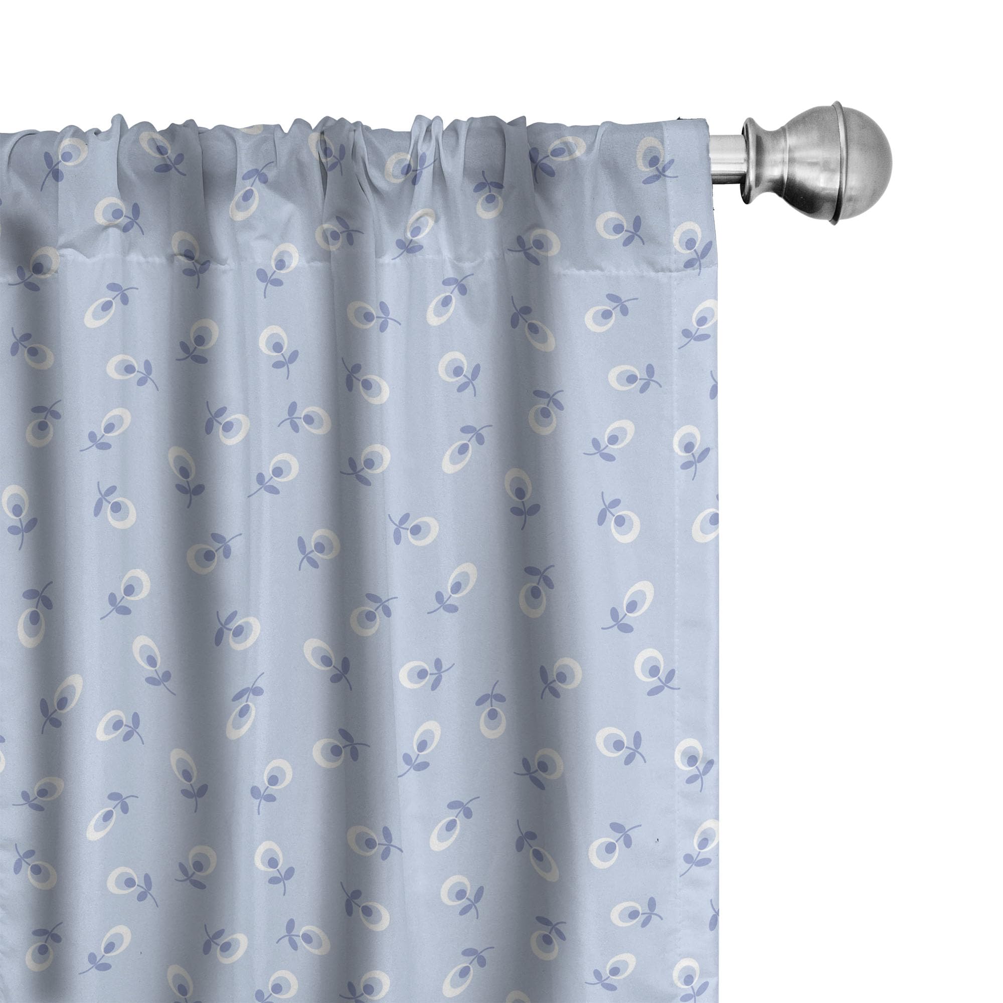 Ambesonne Floral Window Curtains Set of 2 - Blue Violet Spring Flowers Retro Pattern Lightweight Rod Pocket Curtains 28x63 Inches - Perfect for Living Room, Bedroom & Nursery Decor