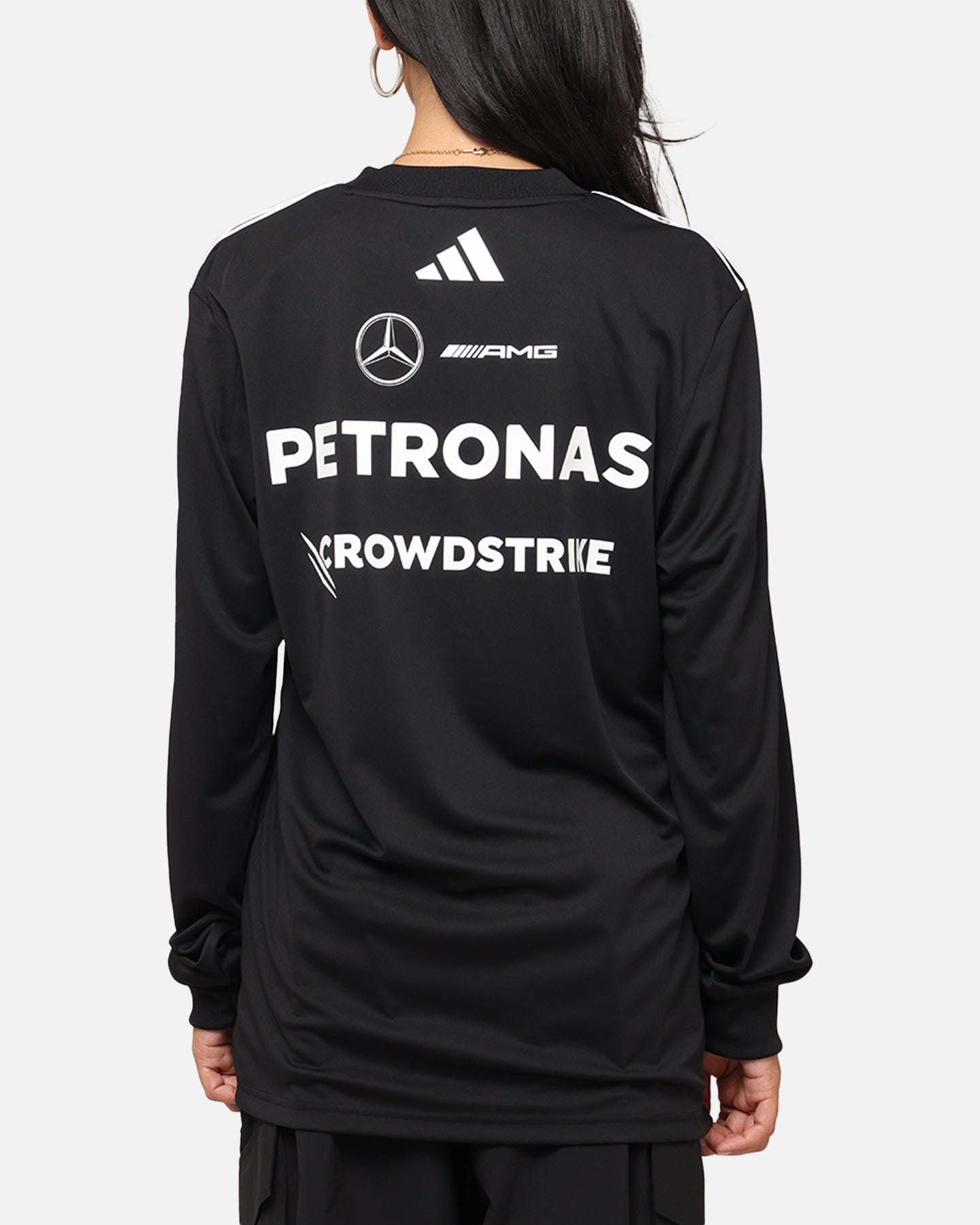Adidas x Mercedes AMG PETRONAS F1 2025 Team Long Sleeve T-Shirt Black - Official Formula One Racing Shirt for Fans & Drivers - Perfect for Race Day & Casual Wear