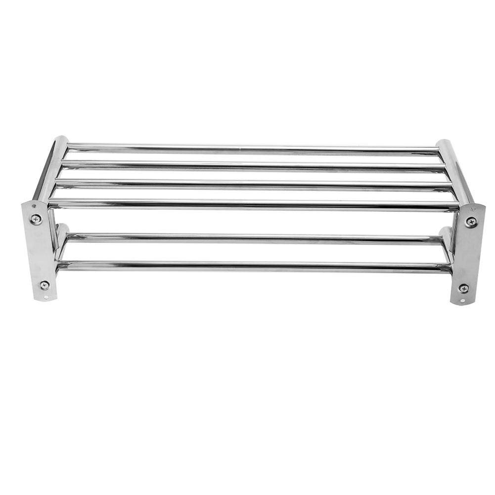 Wall Mounted Double Towel Rack & Shelf for Bathroom Storage - Space Saving Organizer