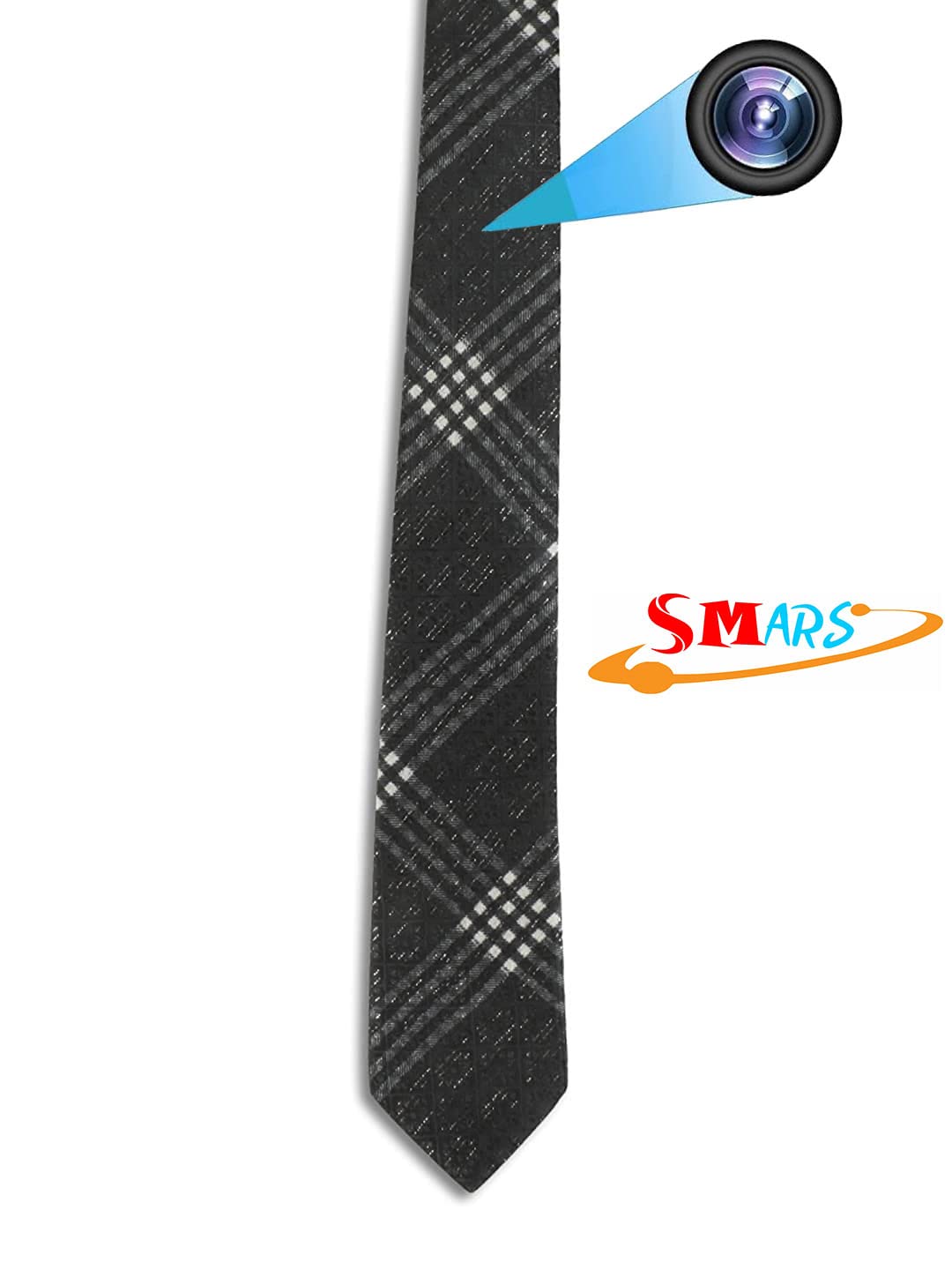 Smars® Secret Office Spy Tie - Wearable WiFi HD Hidden Camera for Covert Surveillance, Business Meetings & Security Monitoring