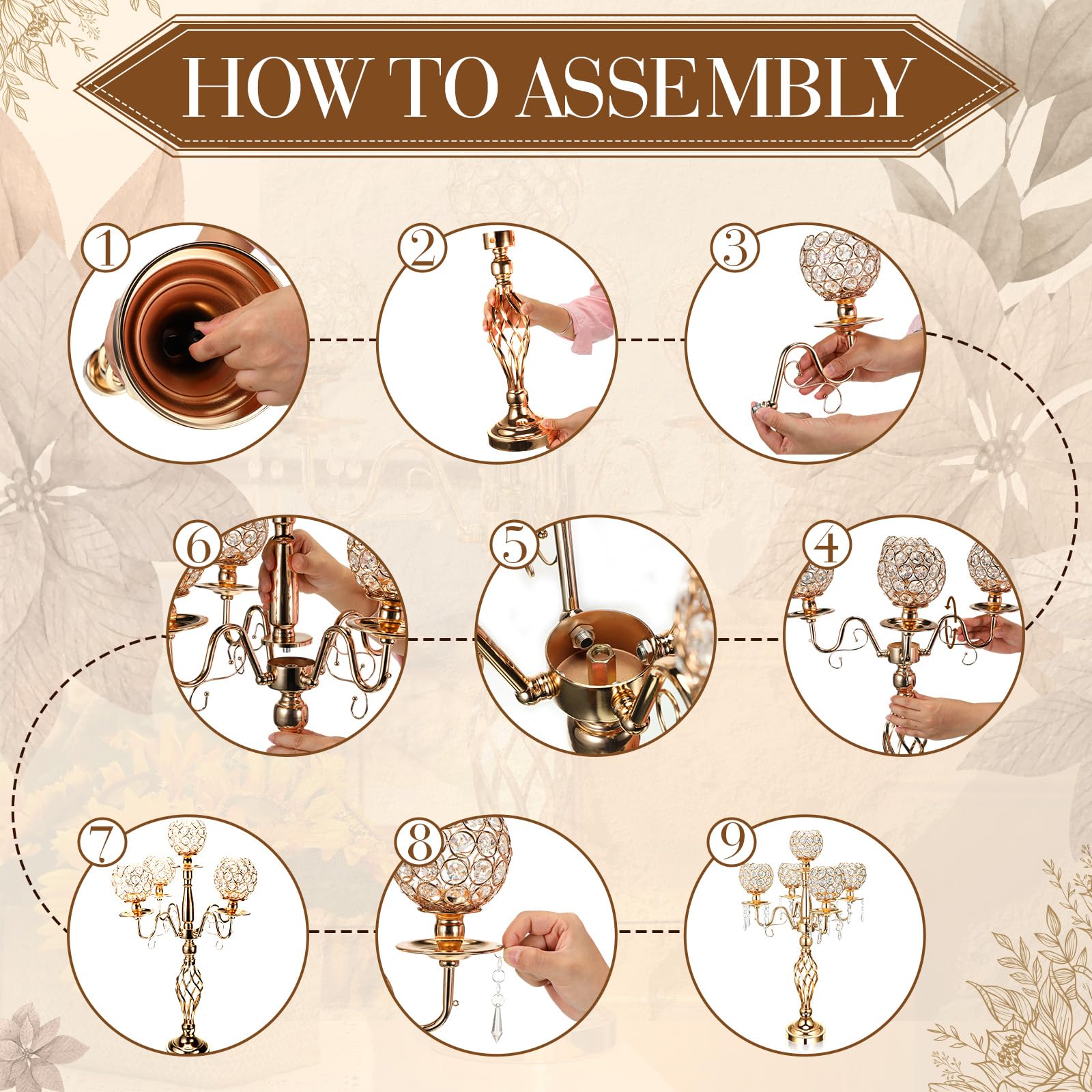 5-Arm Crystal Candelabra Centerpiece - 27