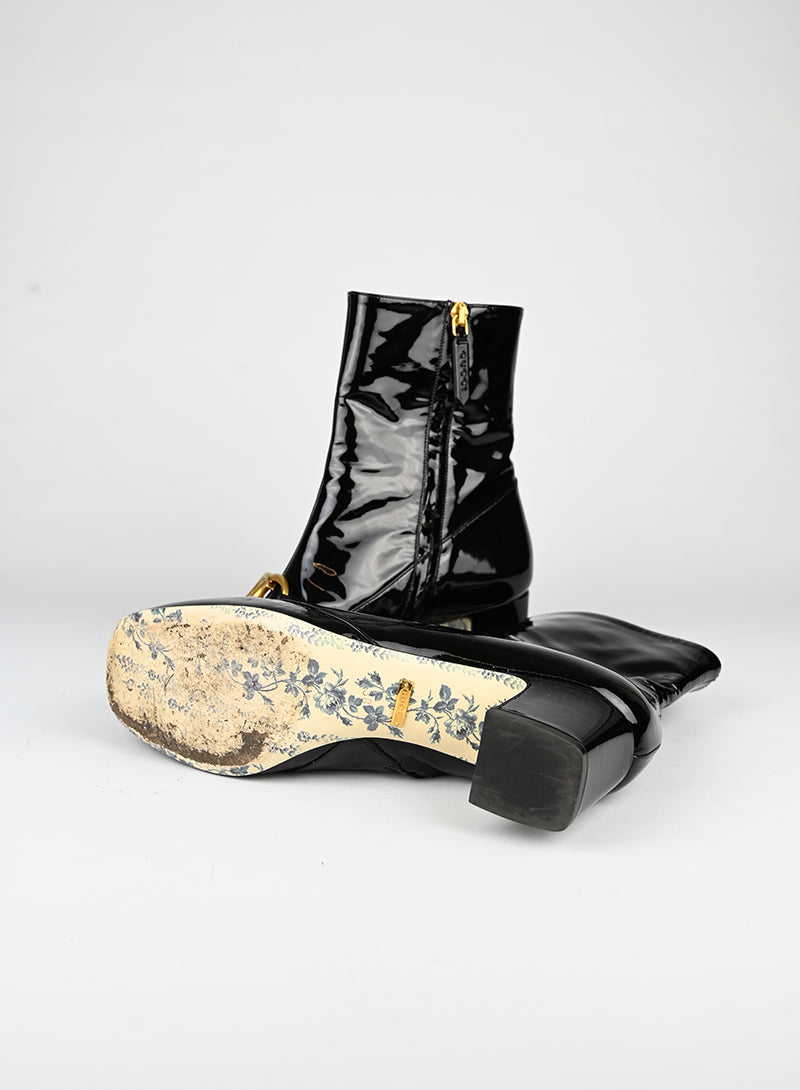 Gucci Black Patent Leather Ankle Boots Size 38 - Stylish & Comfortable for Women's Casual & Evening Wear