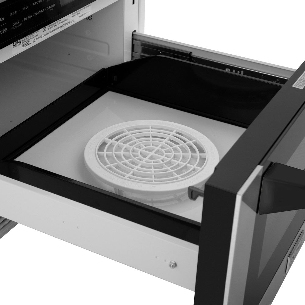 ZLINE Autograph Edition 24-Inch Built-In Microwave Drawer - 1.2 cu ft Stainless Steel with Matte Black Accents (MWDZ 1 H MB) - Perfect for Modern Kitchens, Small Spaces & Luxury Home Upgrades