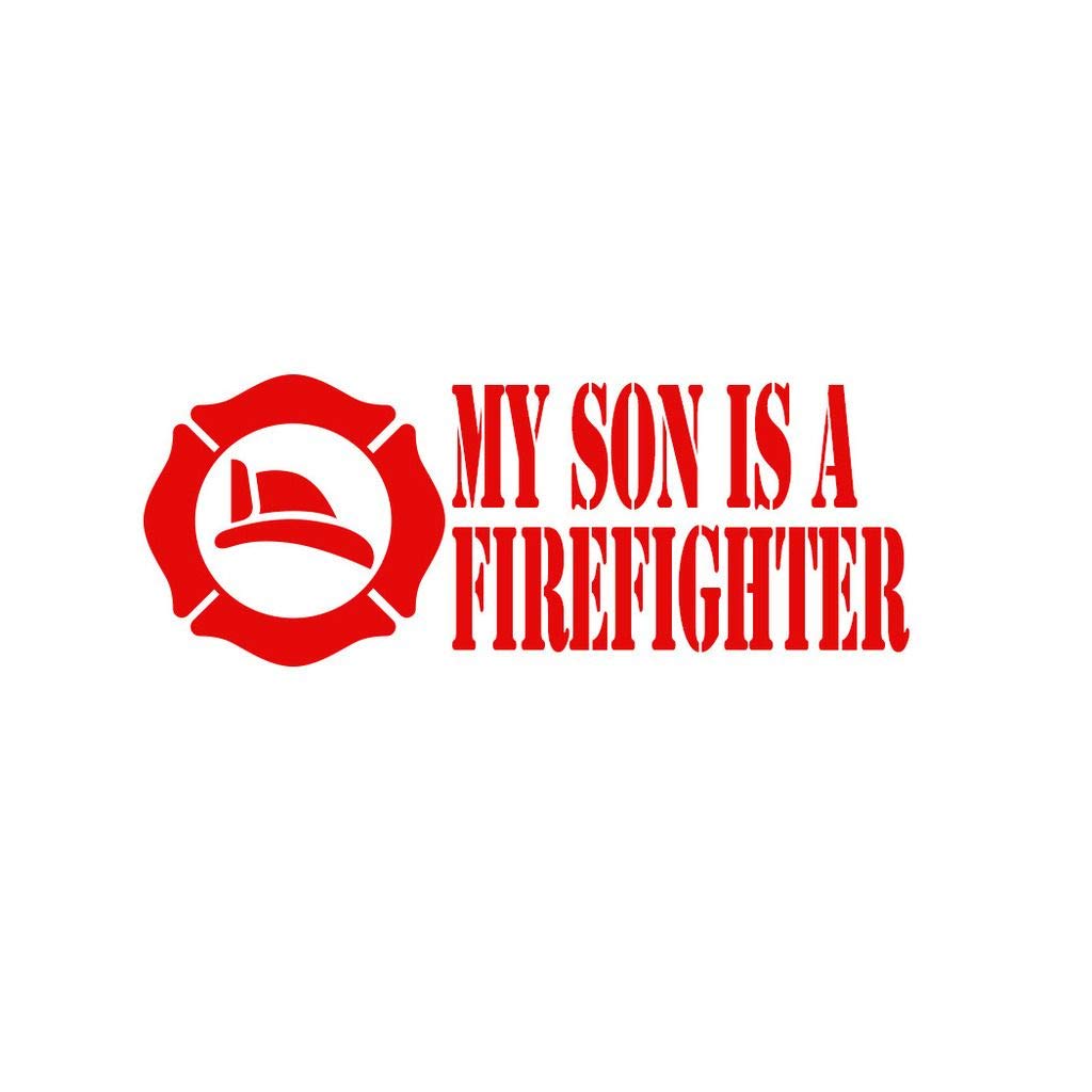 My Son is a Firefighter - Firefighter Car & Laptop Decal Sticker - Perfect for Kids' Rooms, Office Decor, and Laptop Personalization
