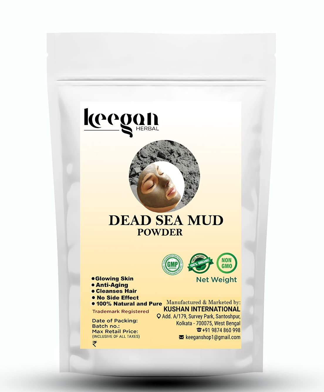Keegan Herbal Natural Dead Sea Mud Powder 200g - Pure Facial & Body Mask for Skin & Hair Care | Detoxifying Clay Treatment for Acne, Blackheads & Exfoliation | Spa & Home Beauty Therapy