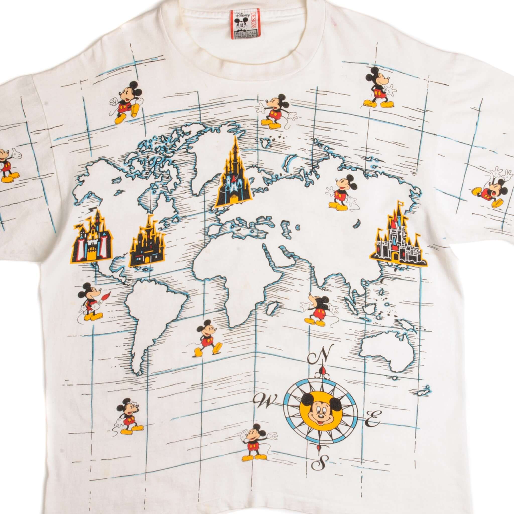 Vintage Disneyland All Over Print T-Shirt 1990s - XL Size, Made in USA - Retro Theme Park Tee for Casual Wear & Disney Fans