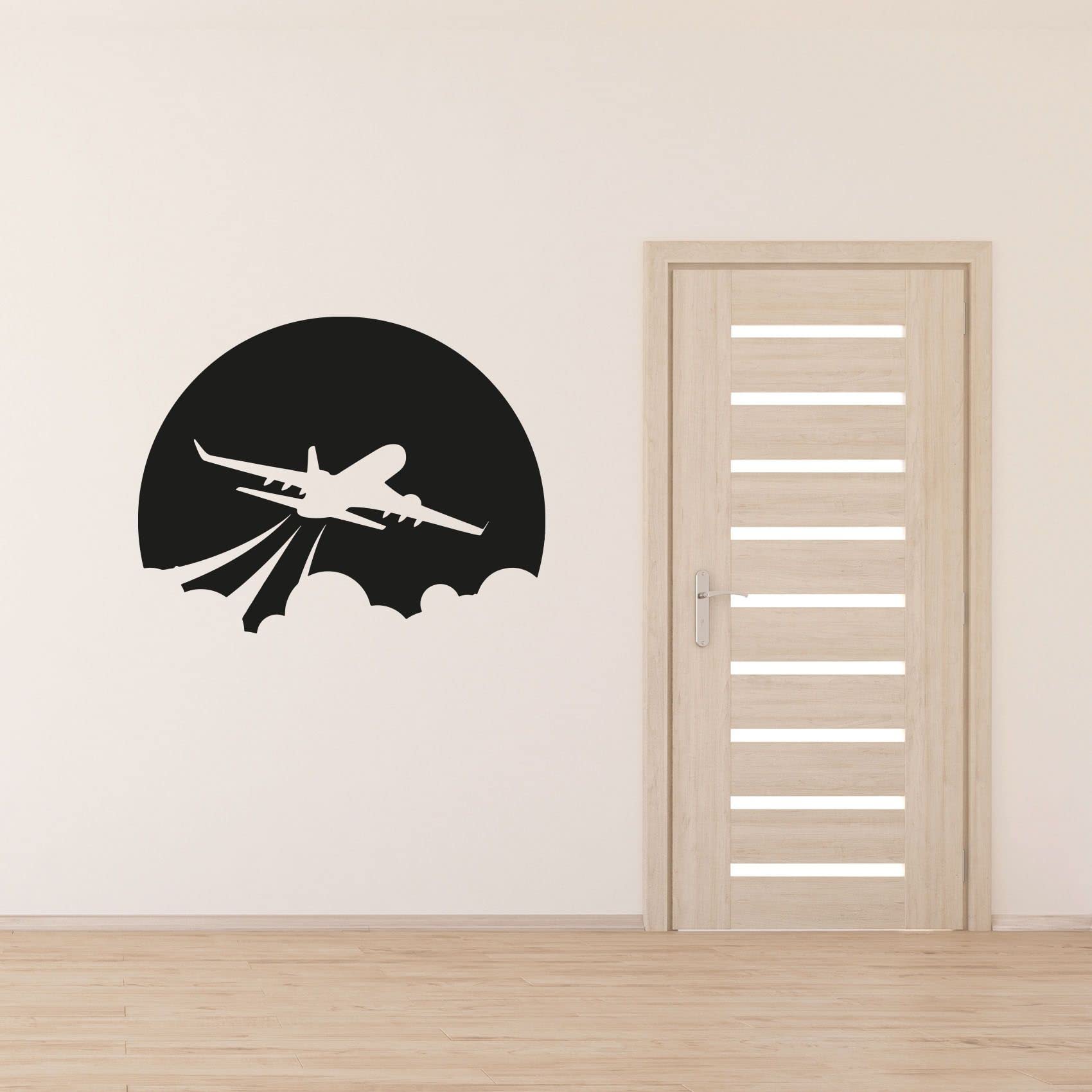 Flying Airplane Wall Decal - 28x30 Inch Vinyl Sticker for Kids Room, Nursery, Bedroom Decor - Airplane, Jet & Helicopter Silhouette Art - Fun Home Decoration for Boys & Girls - Perfect for Themed Rooms, Playrooms & Birthday Parties