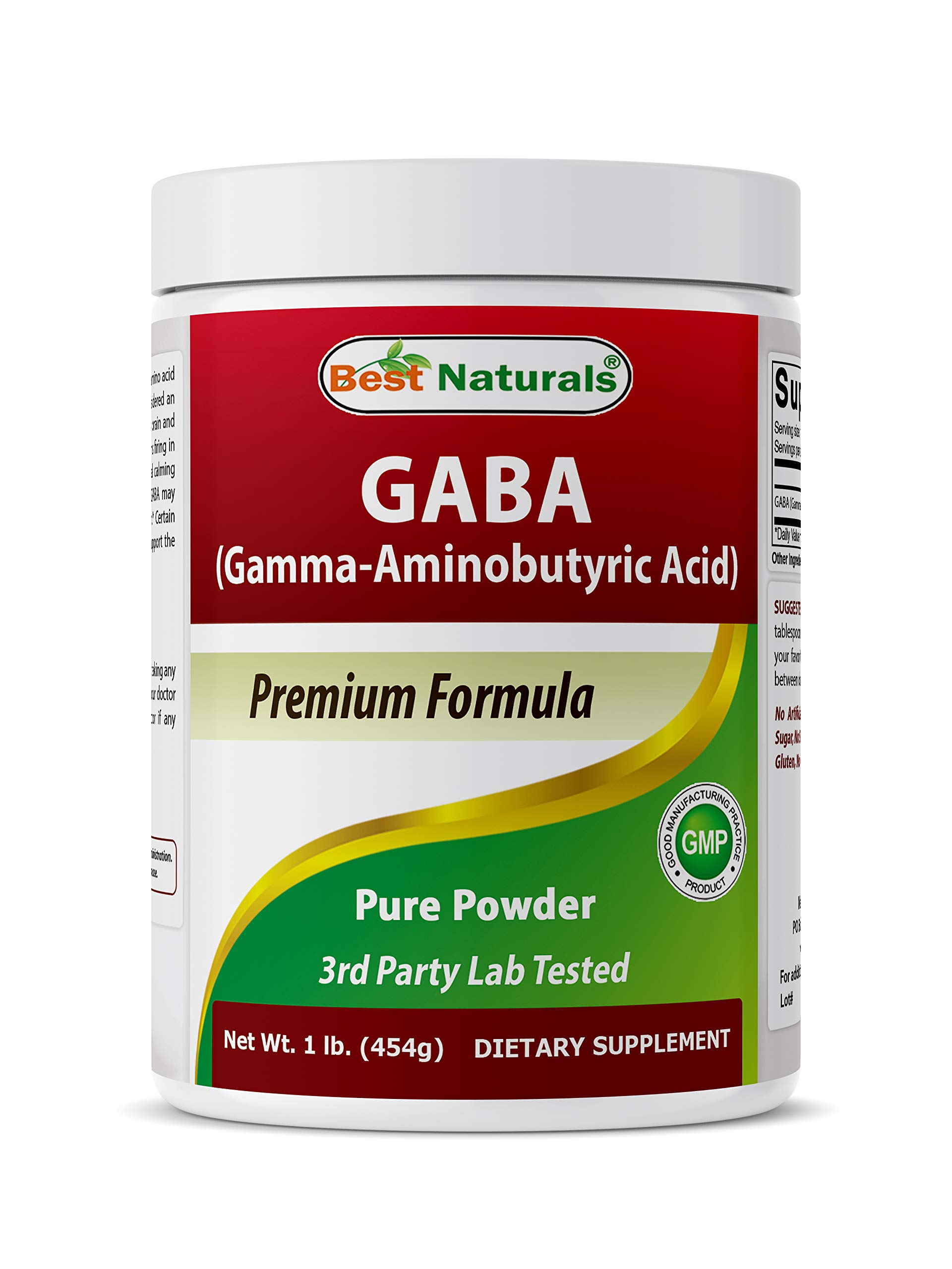 Best Naturals GABA (Gamma Aminobutyric Acid) Pure Powder 1 Pound - Natural Stress Relief & Sleep Aid Supplement for Relaxation & Anxiety Support - Perfect for Daily Wellness & Nighttime Use