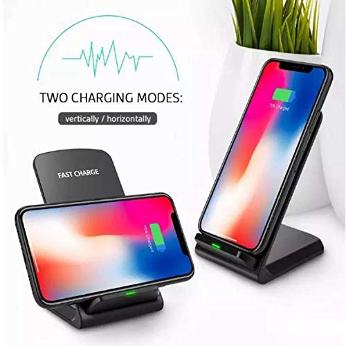 Wireless Charger Stand 10W Fast Charging Compatible with Doogee S60 Lite - Cordless Qi Charging Pad for Home, Office & Travel | Jet Black