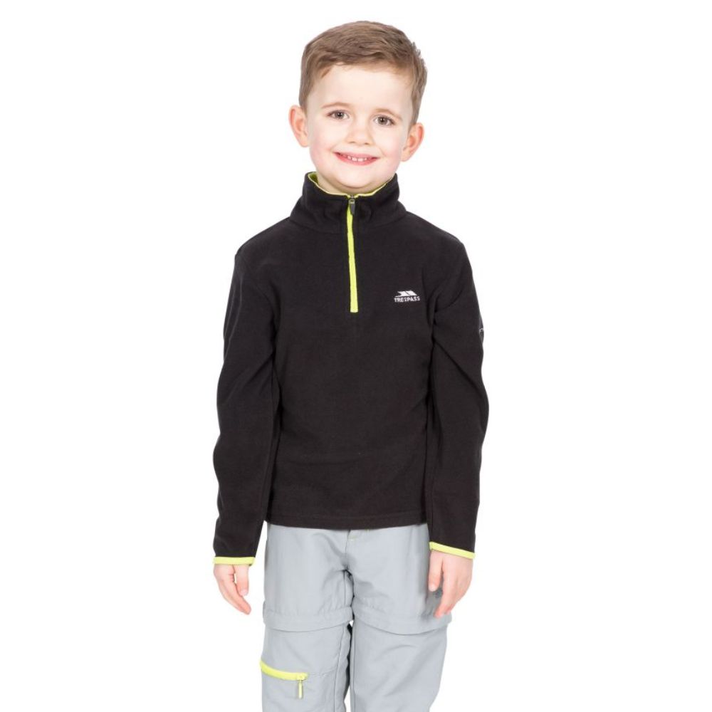 Trespass Etto Kids Microfleece Jacket - Warm & Soft Winter Coat for Boys & Girls, Black - Perfect for Outdoor Play, School & Cold Weather Activities