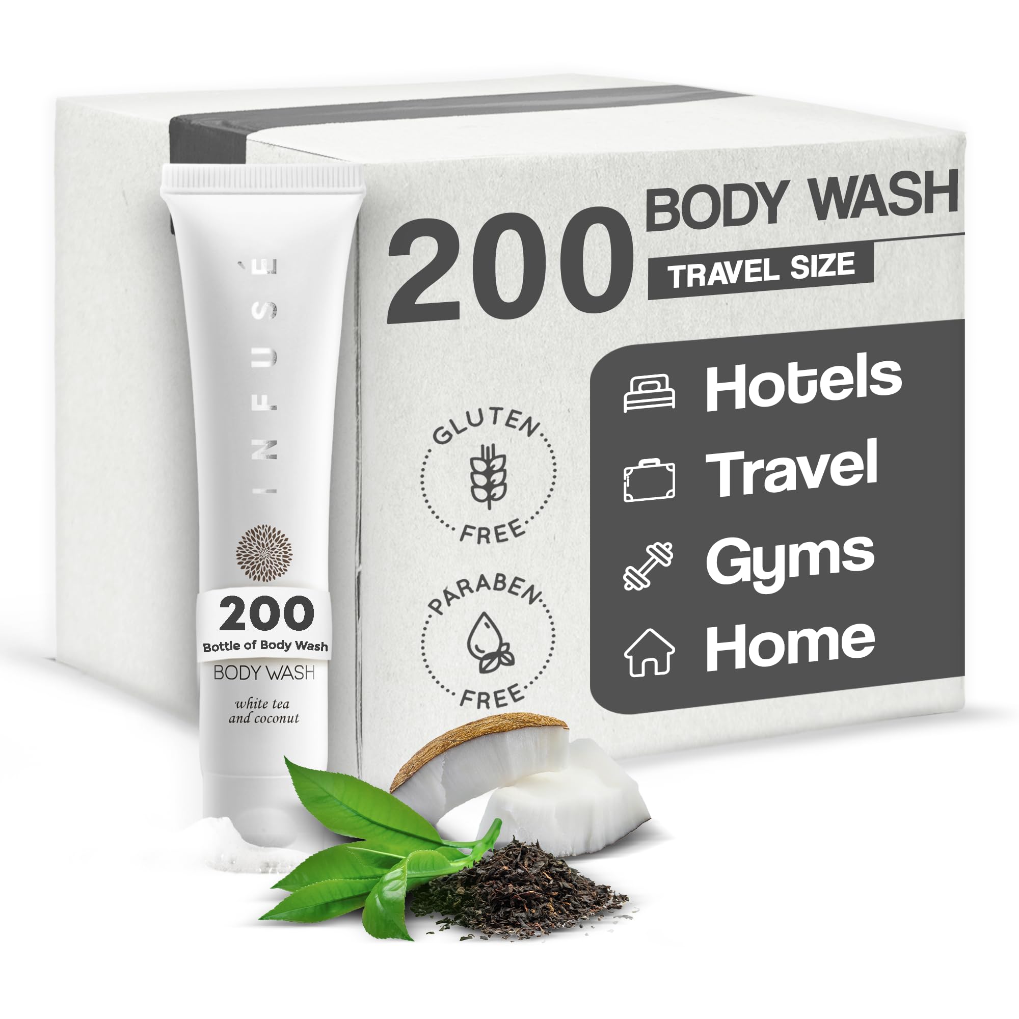 Travel-Size Hotel Body Wash Soap - 1 oz Bottles (Pack of 200) | Perfect for Hotels, Gyms, Spas & Travel Essentials | Bulk Toiletries for Hospitality Business
