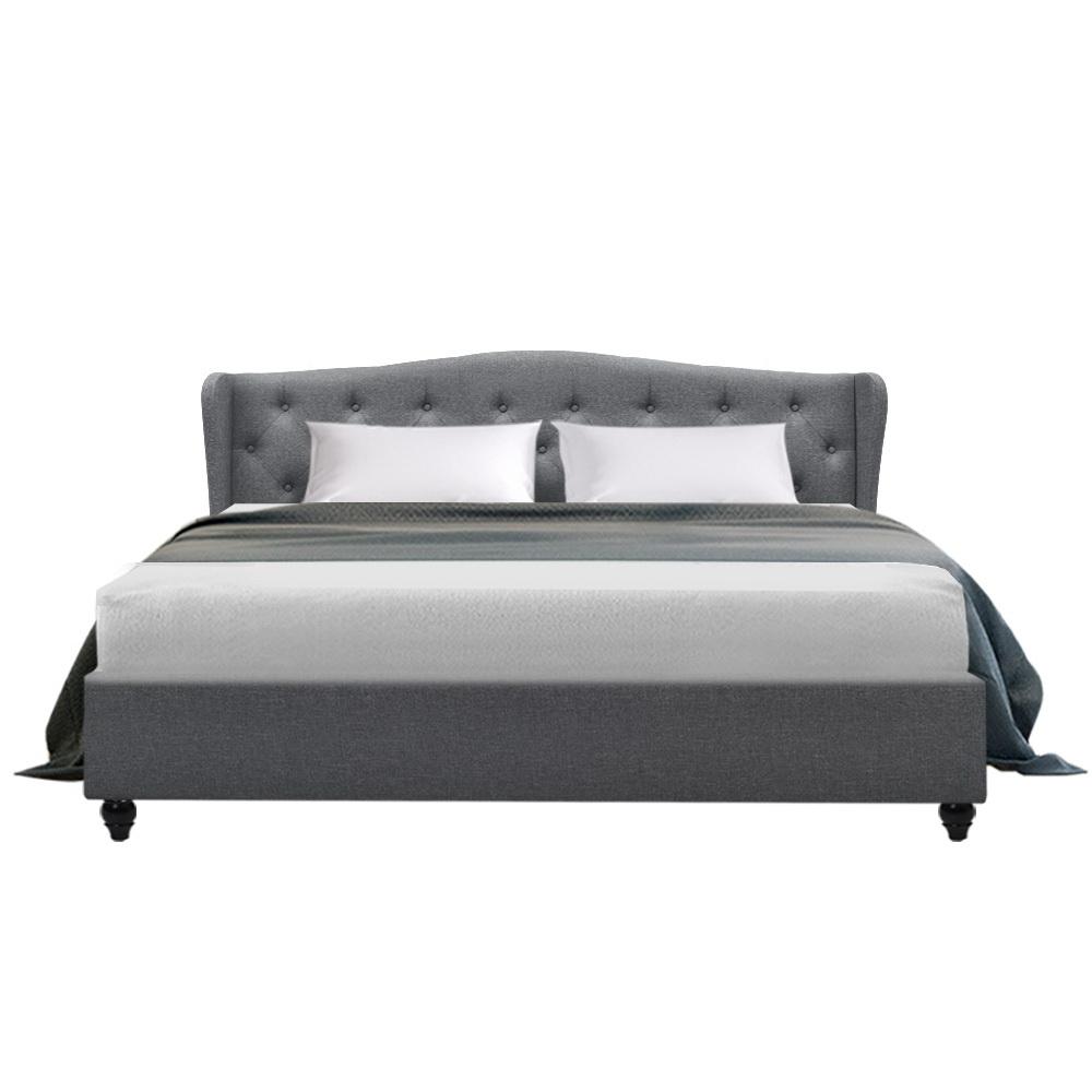 King Premium Altona Bed Grey Euro Top Mattress - Medium Firm with Bamboo Topper | Luna Series | Perfect for Back Pain Relief & Pressure Relief | Ideal for Side, Back & Stomach Sleepers