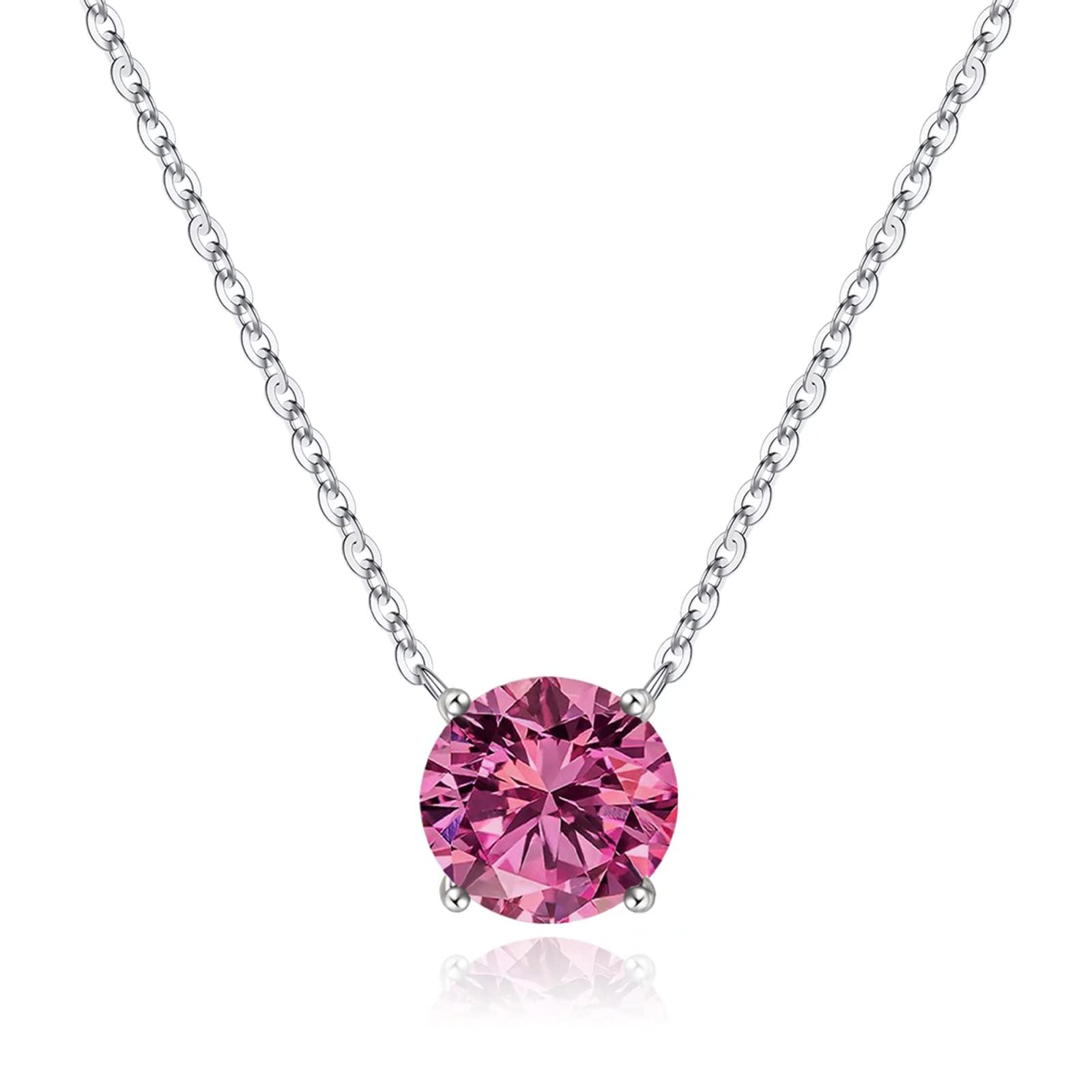 12 Months Birthstone Necklace for Women & Girls - Sterling Silver Birthstone Pendant Necklace Jewelry | Birthday Gifts, Mother's Day Gifts | Perfect for Everyday Wear, Special Occasions & Gift Giving