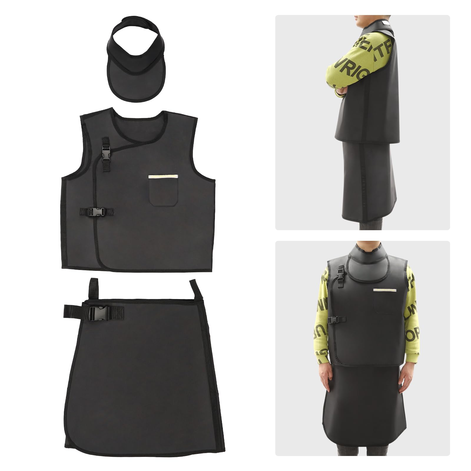 CNCEST X-Ray Shield Protective Suit - 0.5mmPb Lead Radiation Protection Clothing for Hospitals & Laboratories | Black Collared Design for Radiology Safety | Ideal for X-Ray Technicians, Dentists & Medical Staff