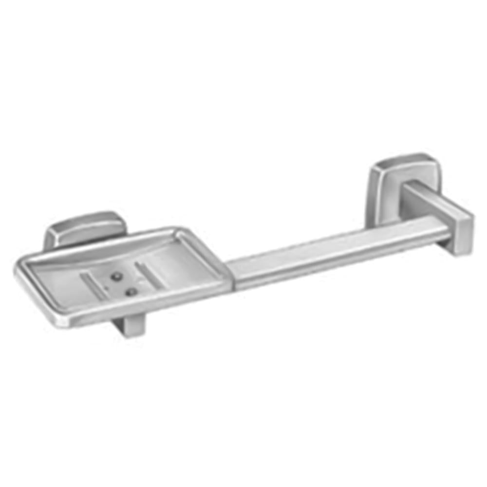 ASI 7330 Soap Dish with Drain Hole & Towel Bar - Surface Mounted Bathroom Organizer for Shower, Sink, and Countertop