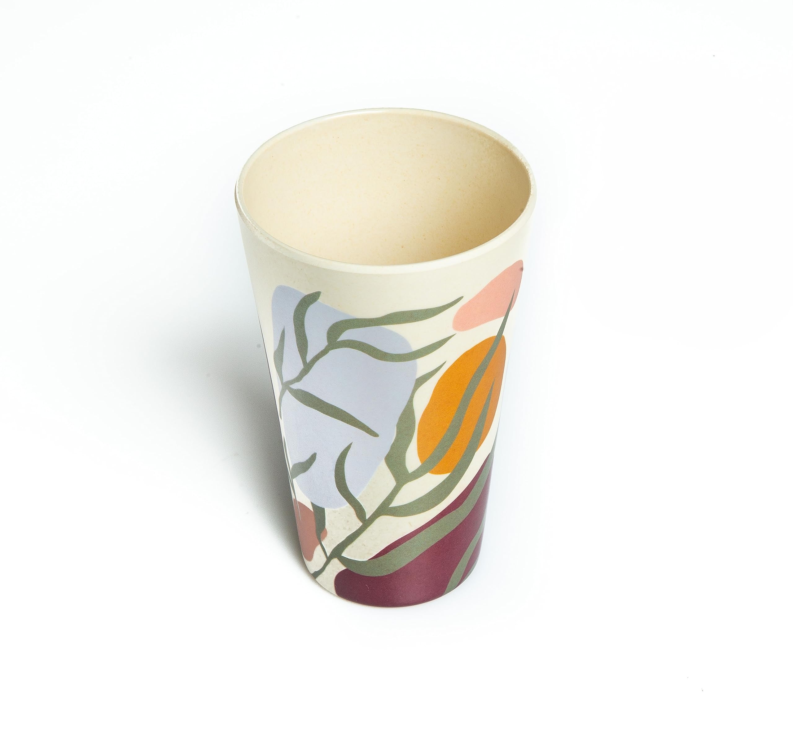 Truly Eco 100% Natural 400ml Bamboo Tumbler with Green Floral Design - Reusable Coffee Tea Smoothie & Water Cup - Dishwasher Safe, Break-Resistant, Food Grade Stainless Steel - Perfect for Office, Travel, Gym, and Outdoor Activities (Set of 2)