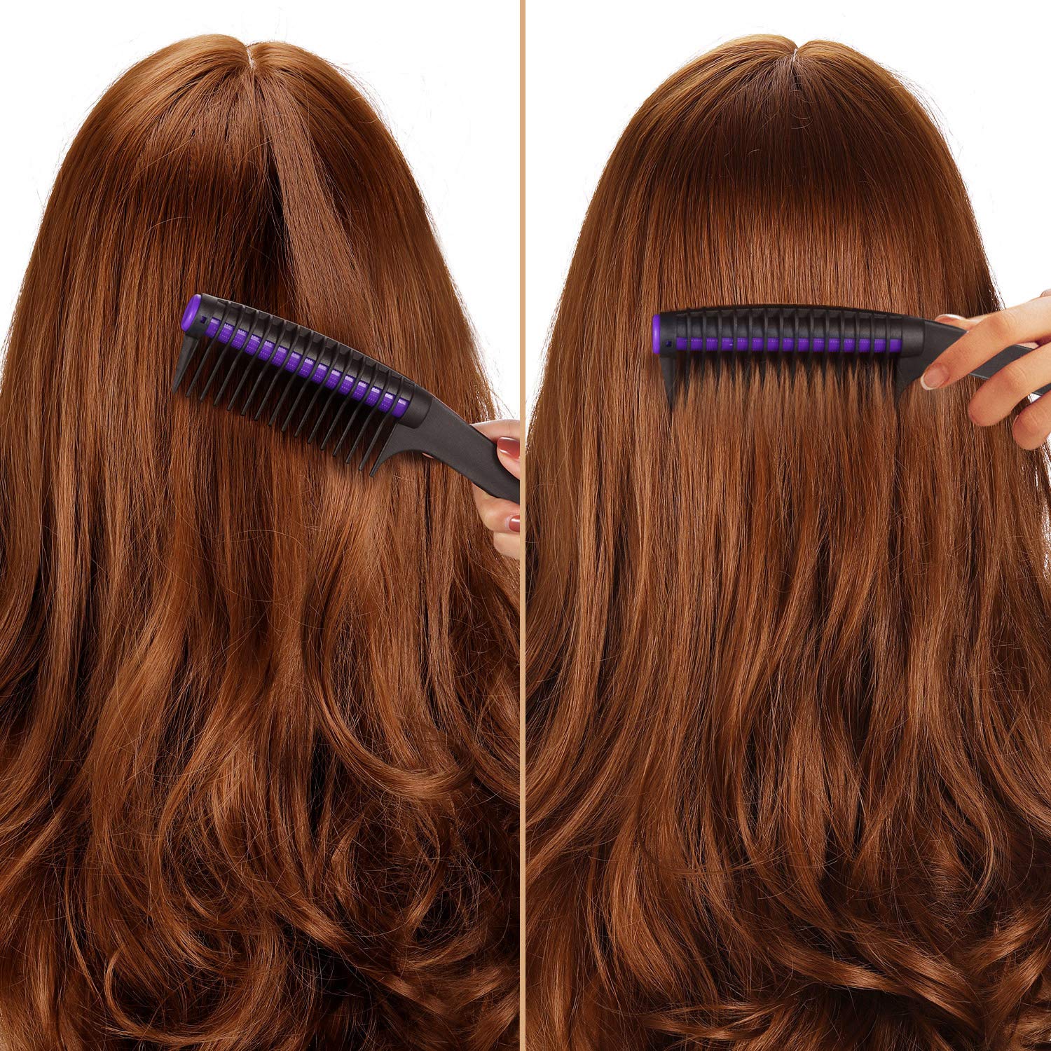 3 Pack Hair Combs with Rollers - Detangling & Anti-Splicing Salon Combs for Barber, Hair Dye & Styling - Black & Purple Professional Hair Tools for Smooth Blowouts & Color Application
