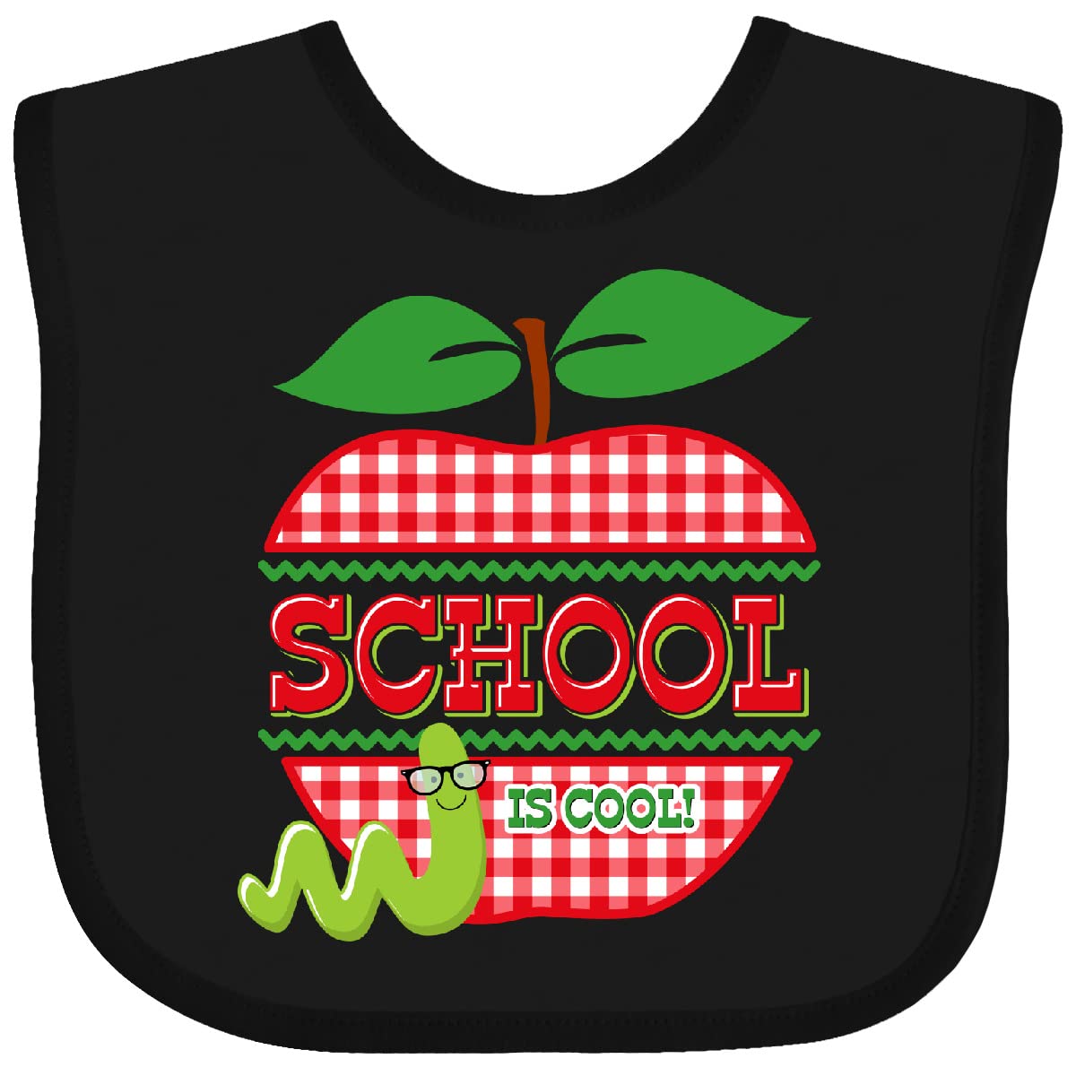 Inktastic Apple School Is Cool Baby Bib - Soft Cotton Drool Bib for Infants & Toddlers - Cute Back to School Gift for Teachers & Students - Perfect for Daycare, Preschool & Mealtime