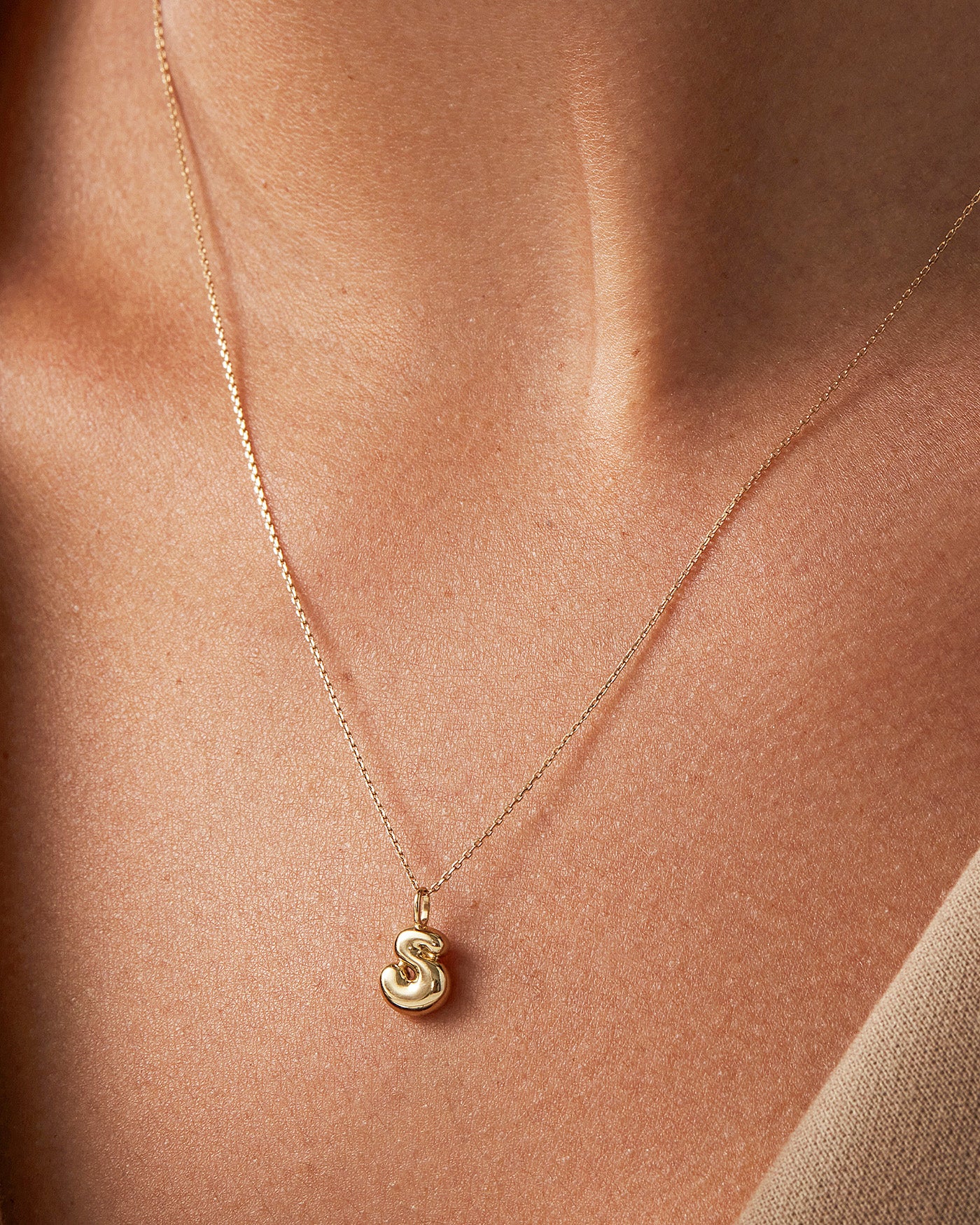 14K Gold Bubble Letter Necklace - Personalized Initial Pendant for Women - Perfect for Birthdays, Anniversaries & Everyday Elegance