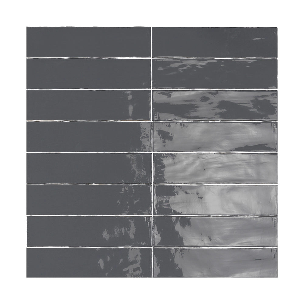 ModLine Ceramic Wall Tiles - 2x20 Slate Gray Textured Subway Tiles for Kitchen Backsplash & Bathroom Renovation - Waterproof & Easy to Clean