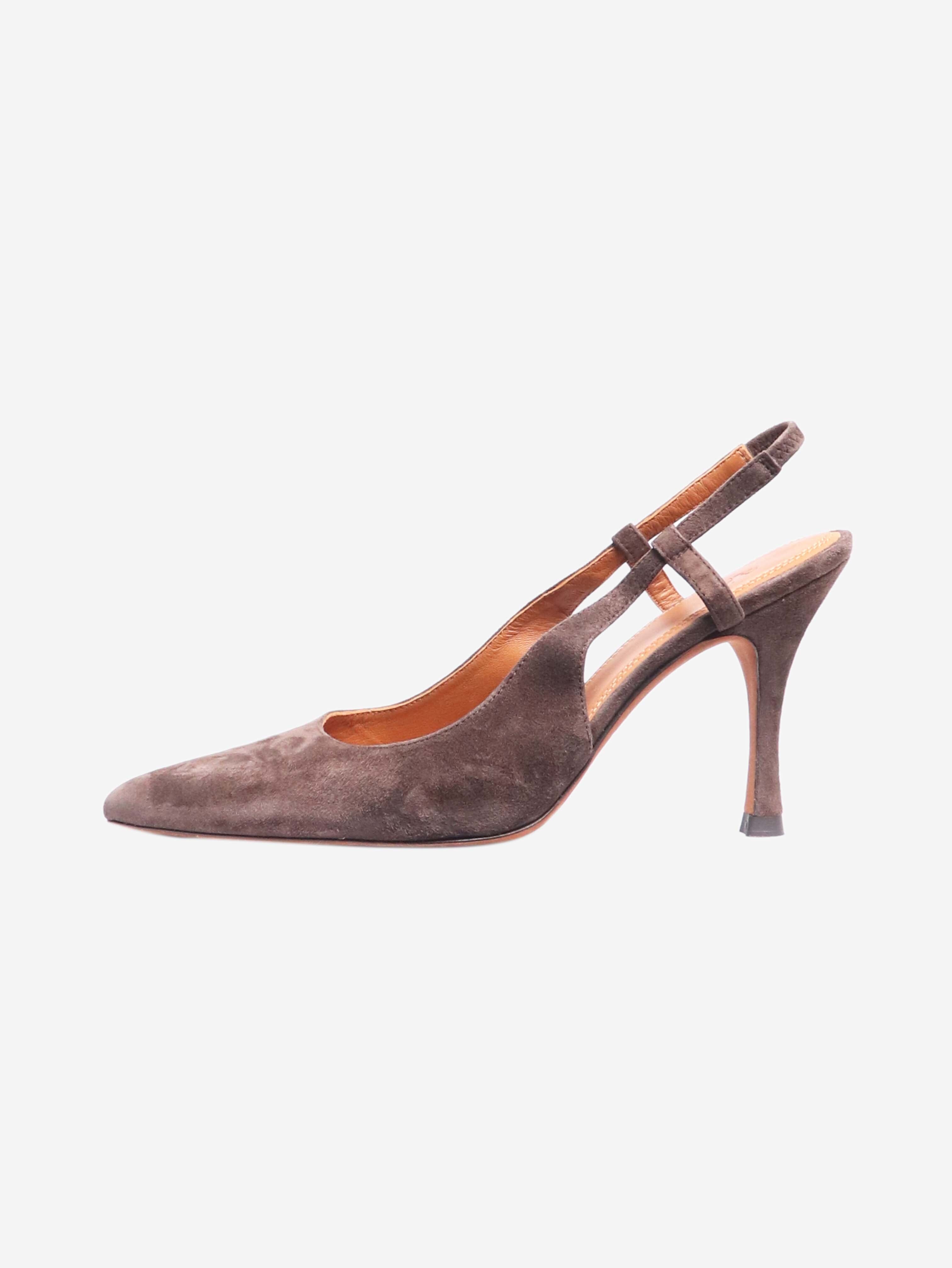 Stylish Brown Suede Slingback Pumps Women's Size EU 39 (US 8.5) - Comfortable Heels for Office, Party & Special Occasions